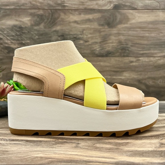 NIB Sorel Cameron Flatform Slingback Wedge Sandal Honest Beige - Picture 6 of 13